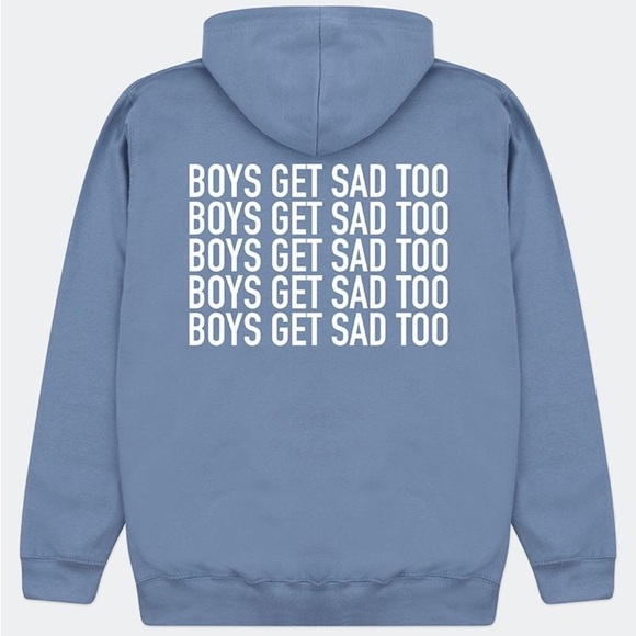 boys get sad too Tops - Boys Get Sad Too BLOCK LOGO HOODY DUSTY BLUE